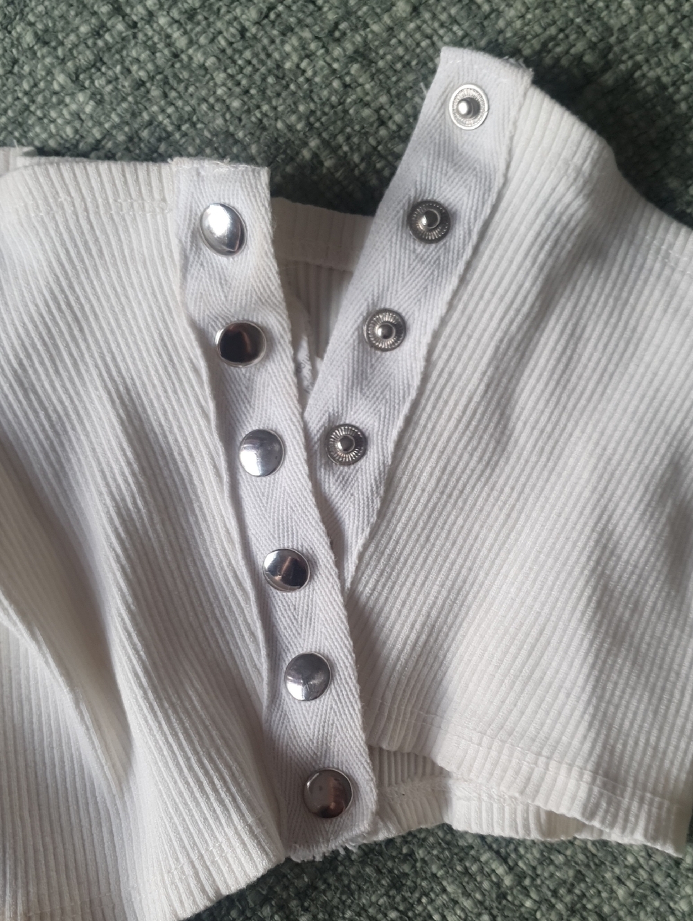White Ribbed Snap-Button Bandeau Top - Picture 3 of 9